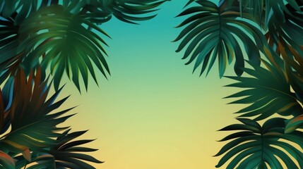 Obraz na płótnie Canvas Tropical palms background. Illustration AI Generative