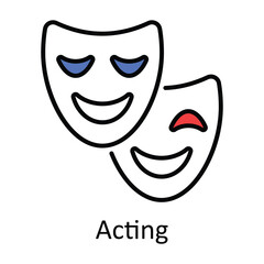 Acting Filled Outline Icon Design illustration. Art and Crafts Symbol on White background EPS 10 File