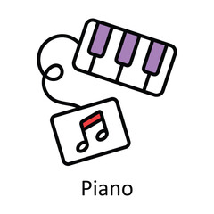Piano Filled Outline Icon Design illustration. Art and Crafts Symbol on White background EPS 10 File