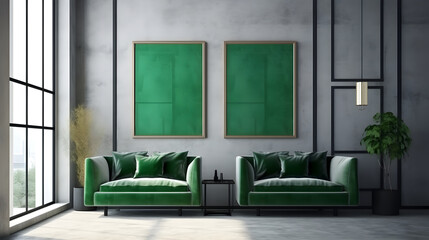 Minimalist Interior of modern living room 3D rendering, generative ai
