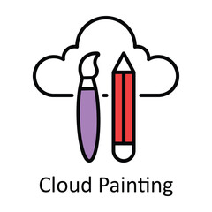 Cloud Painting Filled Outline Icon Design illustration. Art and Crafts Symbol on White background EPS 10 File
