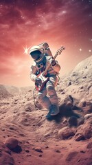 Spaceman play electric guitar