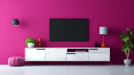 Minimalist Interior of modern living room 3D rendering, generative ai