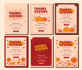 Fototapeta na wymiar Trendy Thanksgiving templates. Good for poster, card, invitation, flyer, cover, banner, placard, brochure and other graphic design. Vector illustration.