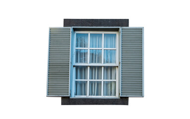 windows with wooden shutters