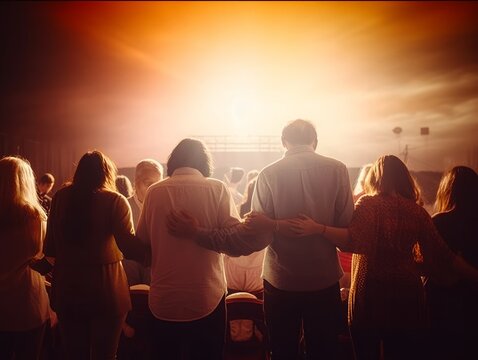 Christians prayed together church Group,Human,Cross,Praying,Worship , Generative AI - Powered by Adobe