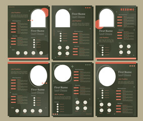 CV templates. Professional resume letterhead, cover letter business layout job applications,
personal description profile vector stylish modern presentation set