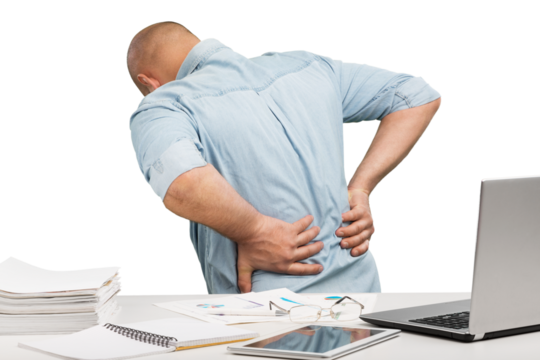 Business man with back pain in office - Powered by Adobe