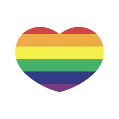 LGBTQ Pride love symbol. Heart shaped rainbow flag heart. Diversity representation.