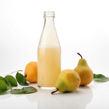 Pear juice isolated on white background. Generative AI