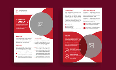 Case study template. Business case study booklet with creative layout. Double side flyer design