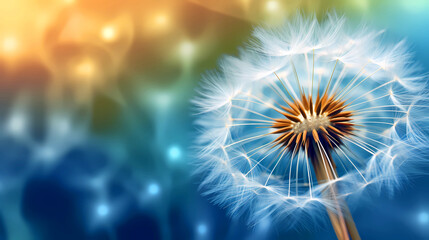 A beautiful background blur image with a dandelion in the foreground.