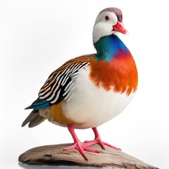 Mandarin Duck bird isolated on white background. Generative AI