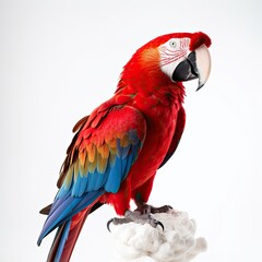 Fototapeta premium Scarlet Macaw bird isolated on white background. Generative AI