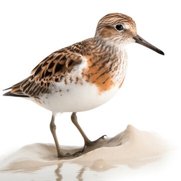 Least Sandpiper bird isolated on white background. Generative AI