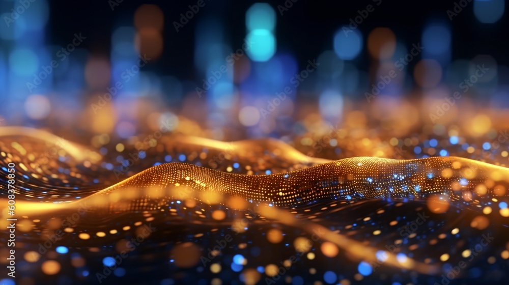 Poster abstract futuristic background with glowing neon lines. generative ai