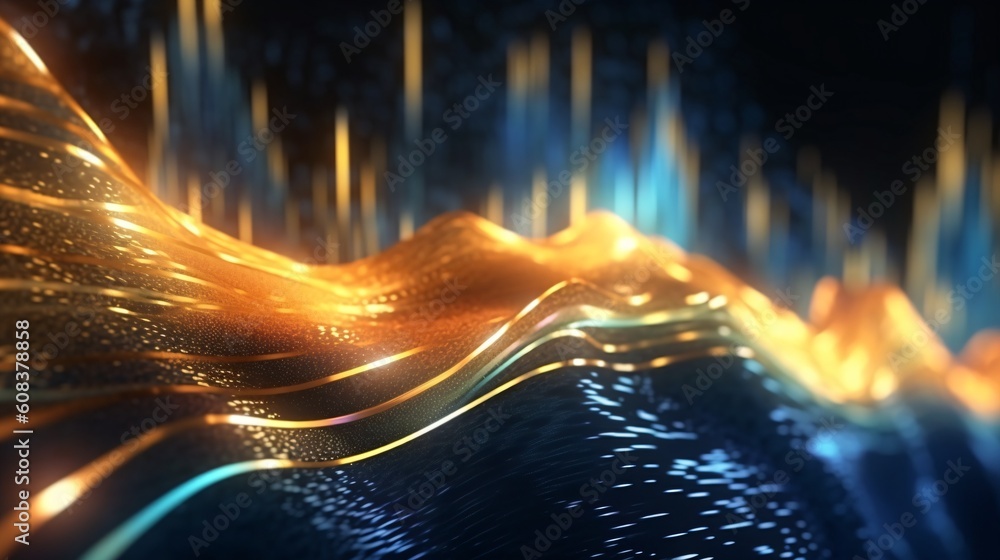 Poster abstract futuristic background with glowing neon lines. generative ai