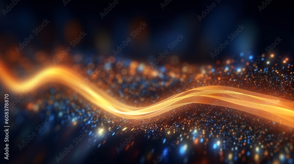 Poster abstract futuristic background with glowing neon lines. generative ai