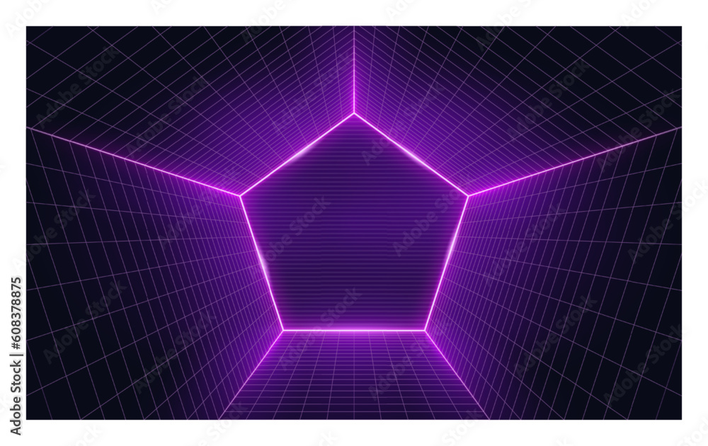 Aufkleber synthwave wireframe net illustration. abstract digital background. 80s, 90s retro futurism, retro wa