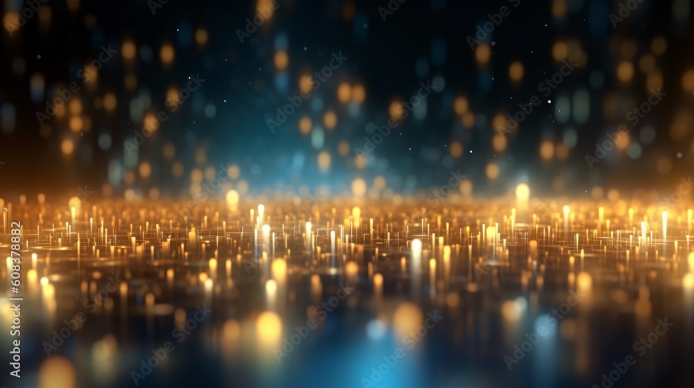 Poster abstract futuristic background with glowing neon lines. generative ai