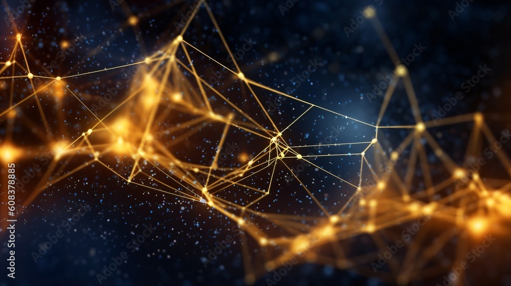 Poster abstract futuristic background with glowing neon lines. generative ai