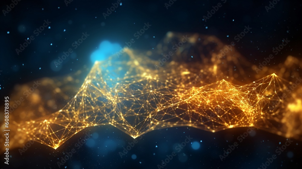 Poster abstract futuristic background with glowing neon lines. generative ai