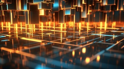 Abstract futuristic background with glowing neon lines. Generative ai