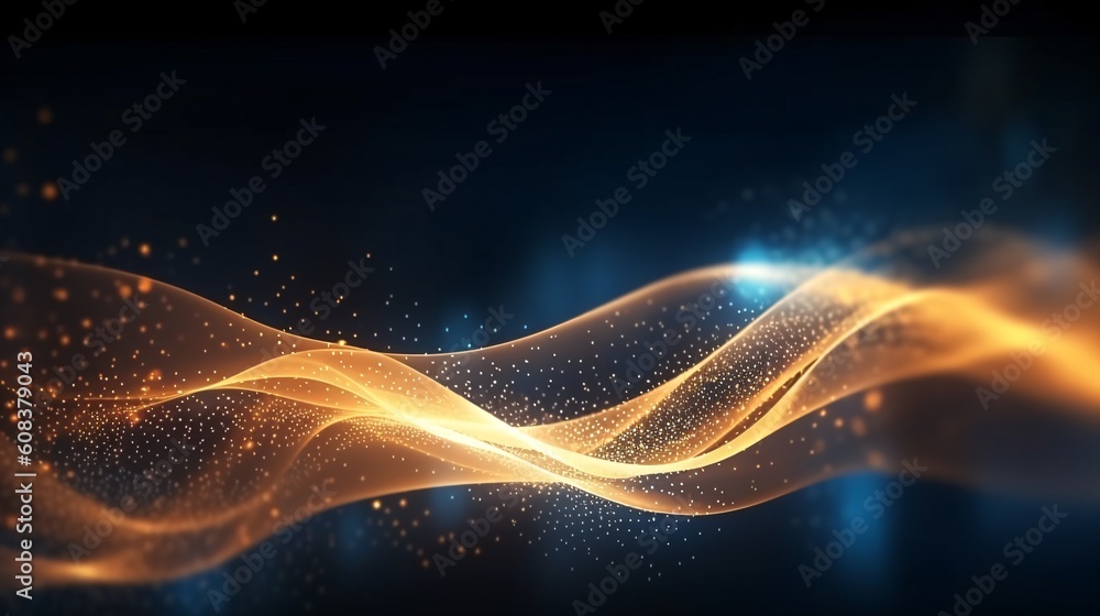 Poster abstract futuristic background with glowing neon lines. generative ai