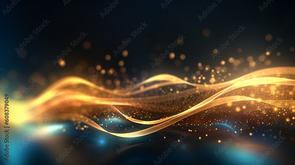 Poster abstract futuristic background with glowing neon lines. generative ai