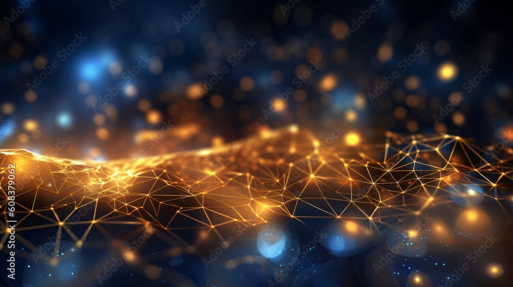 Poster abstract futuristic background with glowing neon lines. generative ai