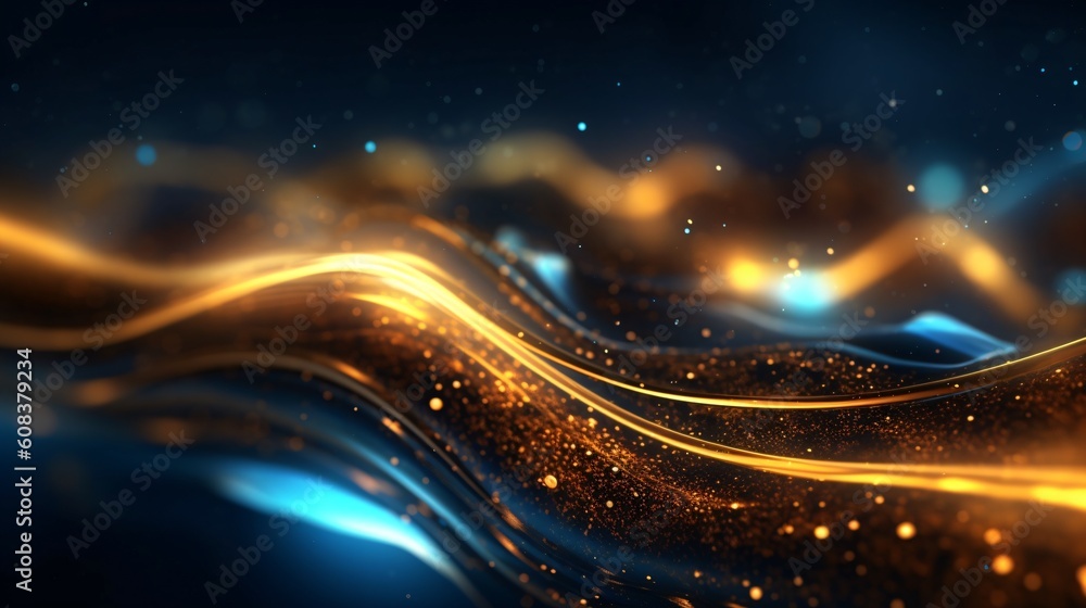 Poster abstract futuristic background with glowing neon lines. generative ai