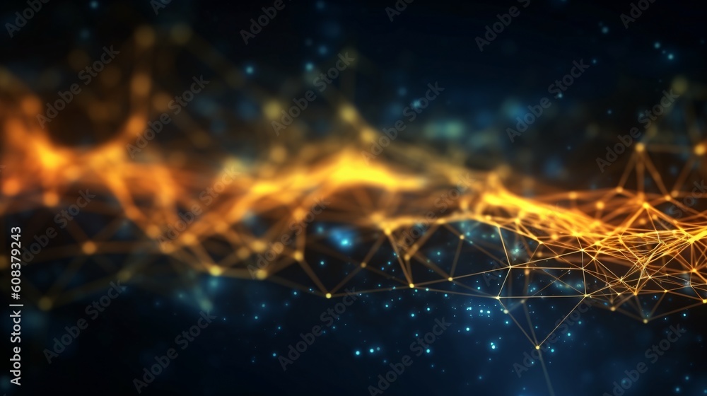 Poster abstract futuristic background with glowing neon lines. generative ai