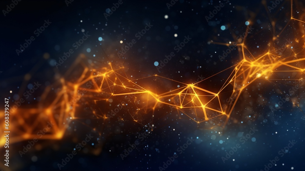 Poster abstract futuristic background with glowing neon lines. generative ai