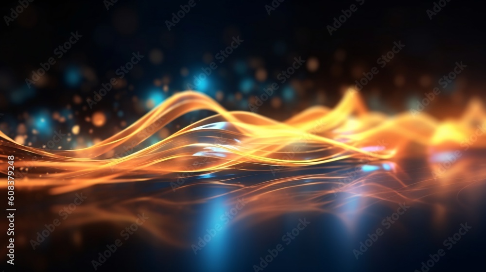 Poster abstract futuristic background with glowing neon lines. generative ai