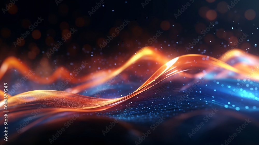 Poster abstract futuristic background with glowing neon lines. generative ai