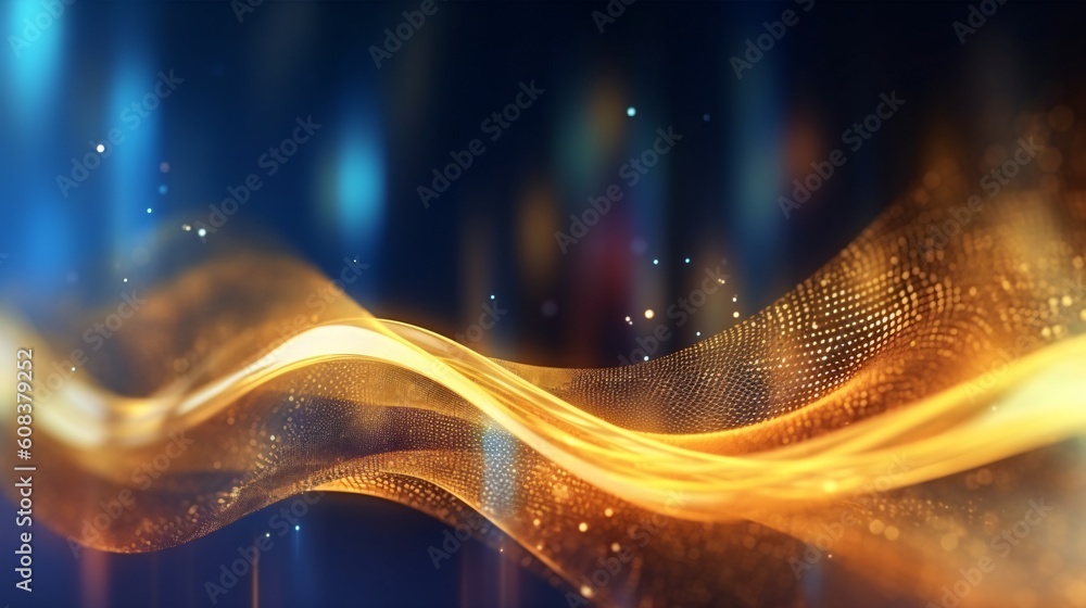Aufkleber abstract futuristic background with glowing neon lines. generative ai
