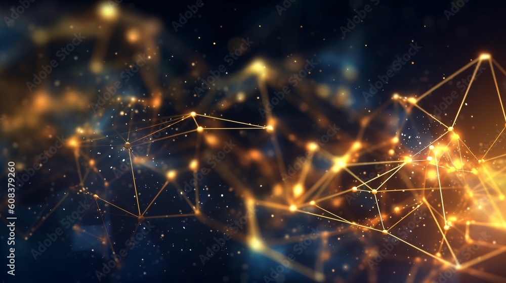 Poster abstract futuristic background with glowing neon lines. generative ai