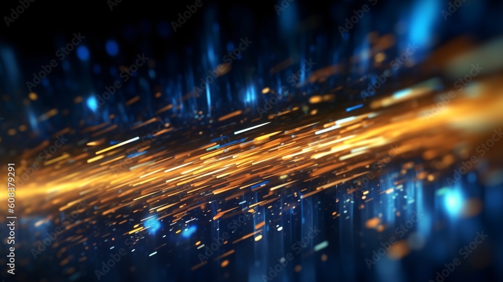 Poster abstract futuristic background with glowing neon lines. generative ai