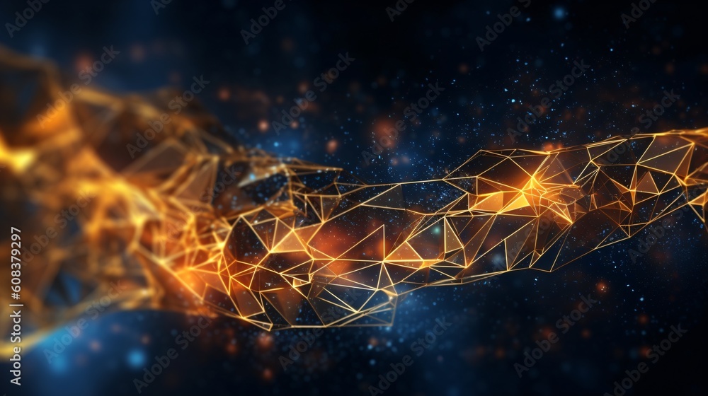 Poster abstract futuristic background with glowing neon lines. generative ai