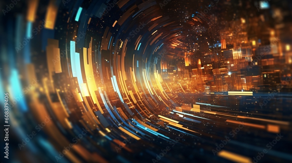 Poster abstract futuristic computer digital neon design wallpaper. generative ai
