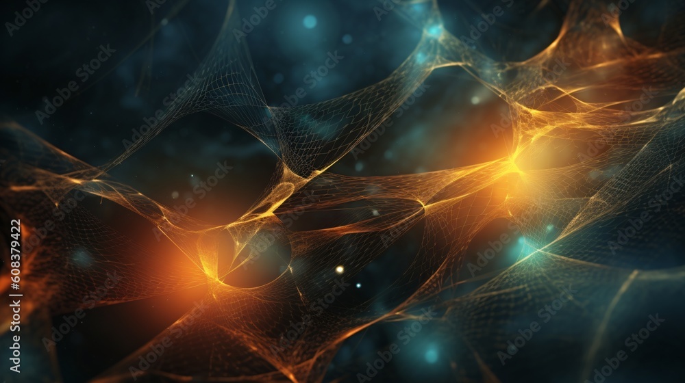 Wall mural abstract futuristic background with neon lines and curves. generative ai