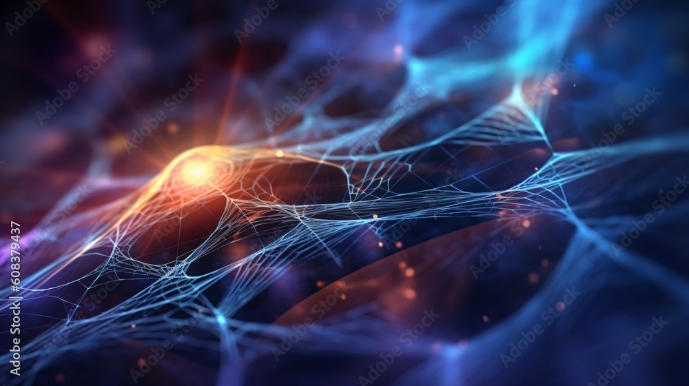 Poster abstract futuristic backgrround with glowing neon lights. lines and curves. generative ai