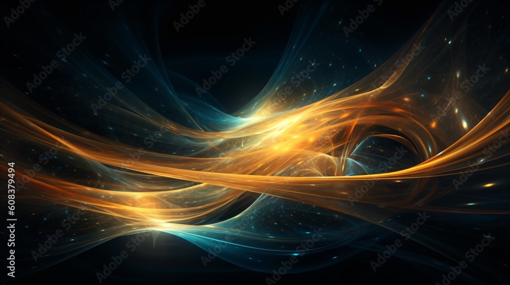Poster abstract futuristic backgrround with glowing neon lights. lines and curves. generative ai