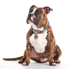 American Pit Bull Terrier dog isolated on white background. Generative AI