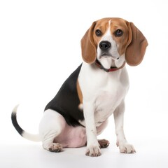 Beagle dog isolated on white background. Generative AI