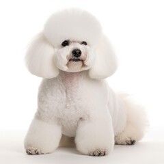 Bichon Frise dog isolated on white background. Generative AI