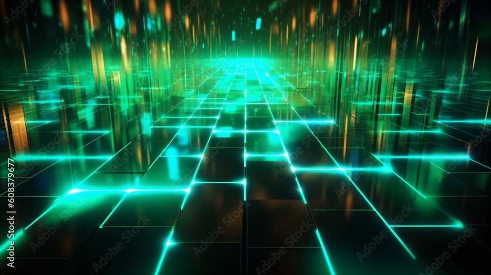 Sticker abstract futuristic computer digital neon design wallpaper. generative ai