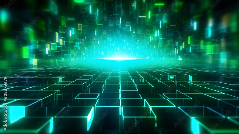 Canvas Prints abstract futuristic computer digital neon design wallpaper. generative ai