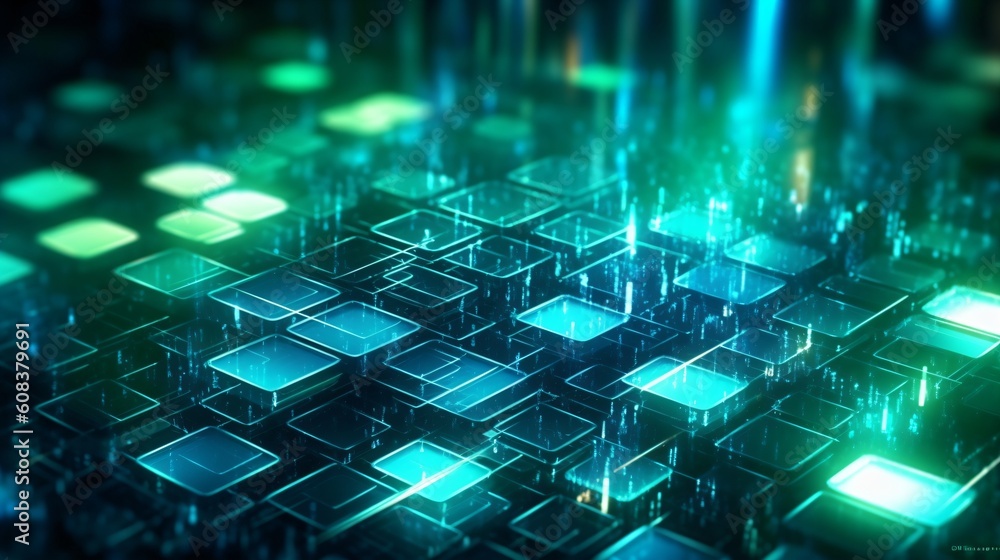 Sticker abstract futuristic computer digital neon design wallpaper. generative ai