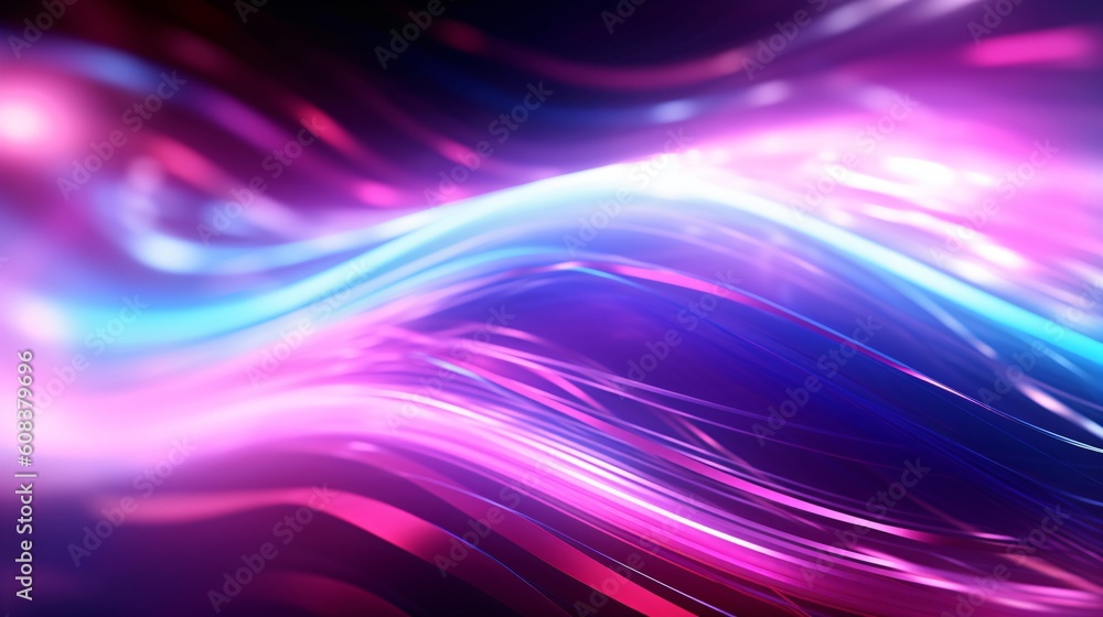 Poster abstract futuristic backgrround with glowing neon lights. lines and curves. generative ai